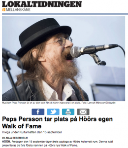 Lokaltidningen Höörs Försköningsförening Peps Persson Walk of Fame