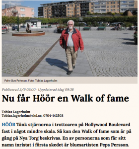 Walk of Fame i Höör invigs 15 september 2017 klockan 21